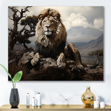 Golden Lions Vigilance Grace - Lion Canvas Wall Art